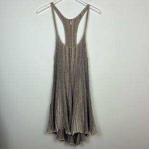 FREE PEOPLE Shimmer Knit Pleated Swing Mini Dress Large